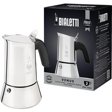 1001 Venus: 2 Cups Ocak Üstü Espresso Pişirici - 85ML - Gümüş Renk - Paslanmaz Çelik Gövde - Pate
