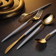 1001 Aryıldız Versay White Gold 36 Parça 6 Kişilik Çatal Kaşık Bıçak Takımı