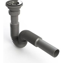 1001 Donau Lüx Paslanmaz Gri Lavabo ve Evye Sifonu 32 mm Çıkışlı