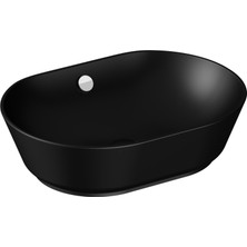 1001 Geo 7427B083-0012 Oval Çanak Lavabo, 55 Cm, Mat Siyah