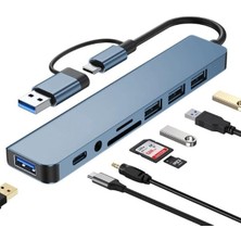 1001 Çoklayıcı Adaptör 8 In 2 USB Type-C To USB A, USB C, Sd/tf Kart Okuyucu – MacBook ve Laptop Uy