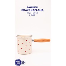 1001 Cupid Emaye Ahşap Saplı Cezve (500ML-6 Kişilik)