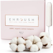 1001 ENROUSH%100 Organik Pamuklu Tampon | Doğada Çözünür ve Toksinsiz | Hipoalerjenik - Tahriş ve A