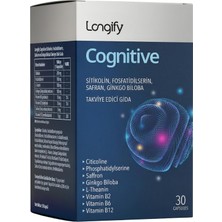 1001 Cognitive Sitikolin, Fosfatidilserin, Safran, Ginkgo Biloba, L-Teanin, B2, B6 ve B12 Takviye Edici G