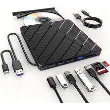 1001 Harici CD DVD Okuma Yazma USB 3.0 Hub Çok Amaçlı External Drive Tf Sd Kart Okuyucu 8in1