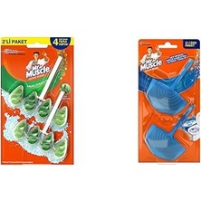 1001 Active Clean Çam Kokulu 2'li Klozet Bloğu (1 x 2 Adet) ve Mr Muscle Aqua Blue 2'li Klozet Bloğu (