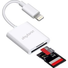 1001 NK1022 Apple iPhone iPad Lightning To Sd Camera Reader Sd Micro Sd Kart Okuyucu Kablo Adaptör-Beyaz