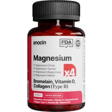 1001 Magnezyum X4 Complex Citrate, Taurate, Bisglycinate, Malate + Bromelain + Kolajen+ H.ASİT+D+B12