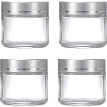 1001 4 Adet 50 ml Boş Şeffaf Cam Seyahat Krem ve Organizer Kavanozu Kozmetik Şişesi