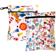 1001 2 Adet, 30 x 35 Cm, Jungle ve 30 x 35 cm Family Desen, Sıvı Geçirmeyen Çok Amaçlı Çanta, Ekon