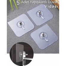 CATEKSSS 5 Adet Şeffaf Yapışkanlı Duvar Tablo Çerçeve Vida Çivisi Askısı MIT1195 Plastik Beyaz Cn