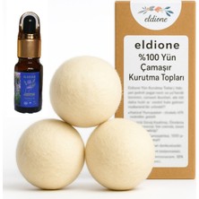 1001 3 Adet Yün Kurutma Topu ve Lavanta Uçucu Yağı 10 ML,%100 Merinos Yünü, Kolay Ütü, Çamaşır