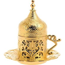1001 (1 Adet Türk Yunan Arap Kahvesi Espresso Fincanı Tabağı (Lale) (Altın)