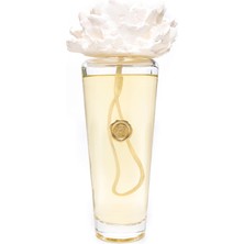 1001 400 ml Konik Cam Şişe Ekru Seramik Taşlı Oud Vanilya Oda Kokusu