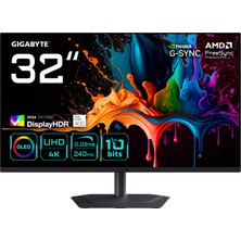 1001 MO32U2 31,5" Qd-Oled Gaming Monitor, 4K UHD (3840X2160), 240Hz, 0.03MS Gtg, HDMI 2.1 & Dp 1.4, Displ