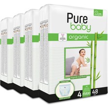 1001 Organik Bambu Özlü Külot Bez 4'lü Paket 4 Numara Maxi 192 Adet