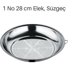 1001 1 No 28CM Klasik Süzgeç, Kevgir Seti Paslanmaz Çelik Salça Kevgiri, Elek