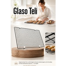Transformacion Glaso Teli 40X25 cm - Paslanmaz Yapışmaz Siyah Fırın ve Kek Soğutma Standı, Çikolata Izgarası, Çıtır Kurabiye ve Pasta Dinlendirme Aparatı, 1.1 cm Ayaklı 723433