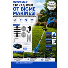 hypermax Şarjlı Çim Biçme Makinesi Tırpan 2x Batarya Akü