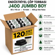 Liva Ambalaj Endüstriyel Jumbo Boy Çöp Torbası Seti 80X110 cm Siyah - Koli Içi 120 Adet (12 Rulo x 10 Adet) Avantajlı Paket