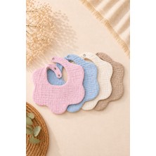 3Baby 4'lü / %100 Organik Pamuklu 8 Katlı Müslin Bebek Mama Önlük & Salya Önlüğü +5 Ay