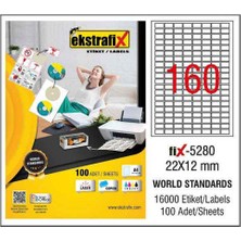 Ekstrafix Laser Etiket 100 Yp 22X12 Laser-Copy-Inkjet FİX-5280
