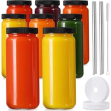 1001 1 Adet 480ML (Pipet ve 2 Kapaklı) Cam Bardak, Hava Geçirmez Kapak, Meyve Suyu, Boba, Smoothie,şef