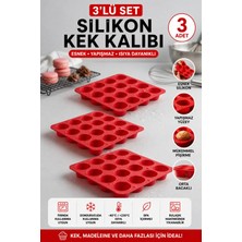Stork 3 Adet 16 Gözlü Silikon Makaron, Mini Kek ve Çikolata Kalıbı - Yanmaz Yapışmaz Muffin Tepsisi