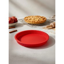 Stork Büyük Silikon Tart ve Turta Kalıbı - Yapışmaz Kırmızı Kek Kalıbı 28 cm