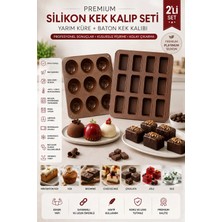 Stork 2 Model Set Silikon Kek Kalıbı (9'lu Yarım Küre ve 12'li Baton) Kek ve Çikolata Kalıbı