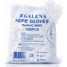 1001 Galena Hdpe Şeffaf Eldiven, Tek Kullanımlık, Gıda ve Temizlik Için, 100 Adet
