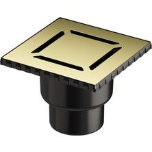 1001 V-Flow Kare 5608278 Duş Kanalı Alttan Çıkışlı 100 Kapak Parlak Altın