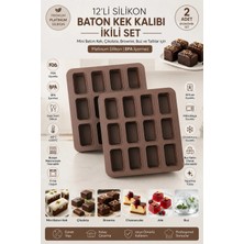 Stork 2'li Set 12'li Silikon Baton Kek Kalıbı 25X25X3 cm | Platinum Silikon Mini Baton Kek, Brownie, Çikolata, Cheesecake, Granola Bar, Buz ve Tatlı Kalıbı | Bpa Içermez