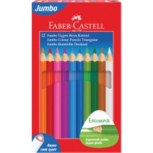 Faber Kuru Boya Kalemi Jumbo Tam Boy Üçgen Beyaz 12 Renk 5173 116616