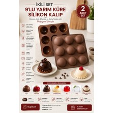 Stork 2'li Set 9'lu Silikon Yarım Küre Kalıp | Yapışmaz Mousse, Çikolata, Mini Kek ve Tatlı Kalıbı | Bpa Içermez | 25X25 cm