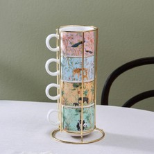 1001 Lavinya 4'lü Standlı Mug/çay Fincanı