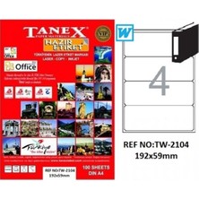 Tanex Laser Etiket 100 Yp 192X59 Laser-Copy-Inkjet TW-2104