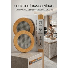 1001 2'li Set Bambu Çelik Telli Nihale Isıya Dayanıklı Tencere ve Servis Altlığı 719372