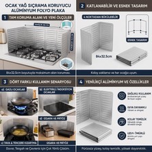 1001 Ocak Yağ Sıçrama Koruyucu Alüminyum Folyo Plaka 84X32.5CM | Katlanabilir Tasarım, 4 Noktadan B�