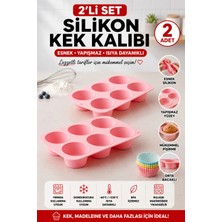 Stork 2 Adet 6'lı Silikon Muffin ve Cupcake Kalıbı - Yapışmaz Tek Parça Esnek Kek Kalıbı 25X16 cm