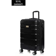 1001 Kabin Boy Polikarbon Valiz, 56X35X20 Cm, Tsa Kilit, 360° Tekerlek, Siyah, 10 Yıl Garantili