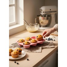 Stork 6'lı Silikon Düz Muffin ve Cupcake Kalıbı - Yapışmaz Tek Parça Esnek Kek Kalıbı 25X16 cm