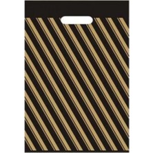 1001 Takviyeli Siyah Çizgili Poşet 33X45 cm No:3 50 Li (20 Paket)