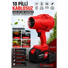 hypermax Kablosuz Hava Üfleyici Fan 10 Pilli Jet Turbo Motorlu Bahçe Yaprak Üfleme ve Araç Kurutma Makinesi