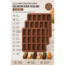 Stork 3'lü Set 15'li Silikon Baton Kek Kalıbı 25X25 cm | Platinum Silikon Mini Baton Kek, Çikolata, Brownie, Buz ve Tatlı Kalıbı | Bpa Içermez