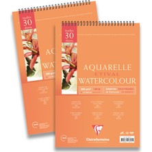 Clairefontaine Teknik Resim Kağıdı Sulu Boya Etival Dokulu Cold Press Üsten Spiralli 30 Yp A4 300 gr Ek 96571