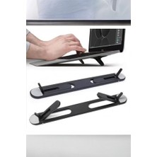 1001 2 Kademeli Katlanabilir Laptop Standı, Yapışkanlı, Siyah, 22CM Uzunluk, Ayarlanabilir Yükseklik