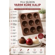Stork 9'lu Silikon Yarım Küre Kalıp Tekli | Yapışmaz Mousse, Çikolata, Mini Kek ve Tatlı Kalıbı | Bpa Içermez | 25X25 cm