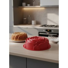 Stork Silikon Gül Şekilli Kek Kalıbı - 23 cm Yapışmaz Isıya Dayanıklı Büyük Çiçek Kek ve Pasta Kalıbı
