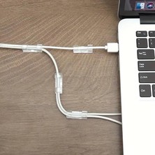 1001 Kablo Düzenleyici Sabitleyici Yapışkanlı Organizer Klips Seti, Şeffaf Plastik Kablo Tutucu, Duv